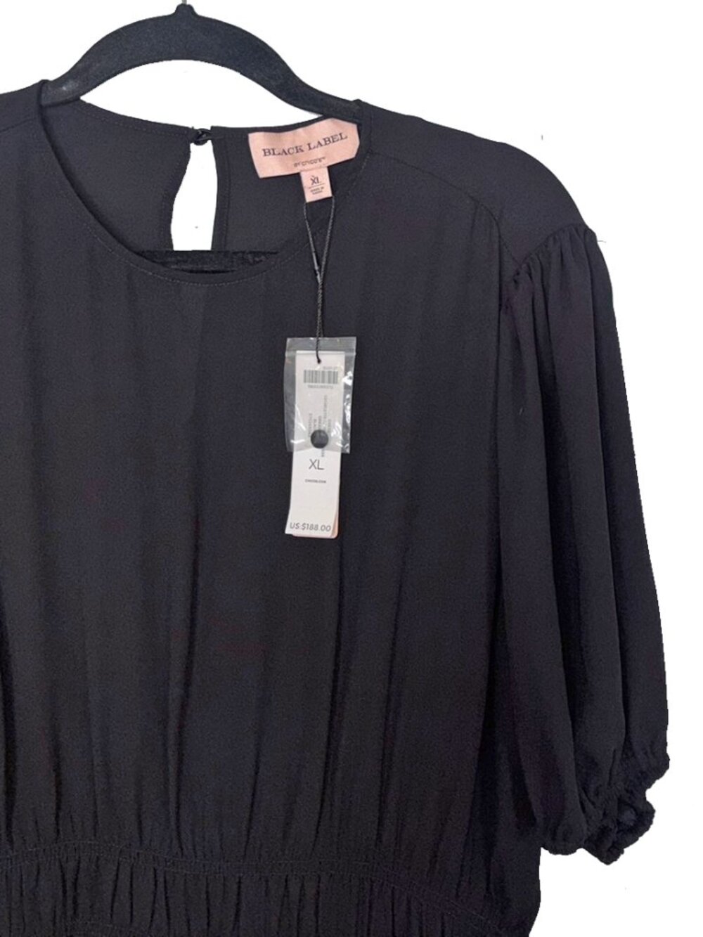 Black Label by Chico's Black Georgette Gathered Dress - Size XL - NWT